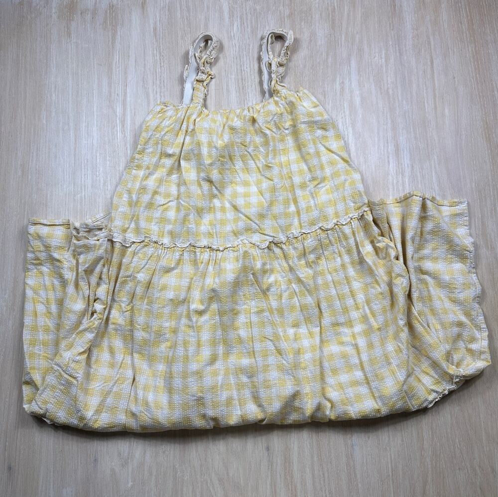 Charlie Holiday Lottie Yellow Gingham Cottagecore Ruffle Tiered Maxi Dress XS 2